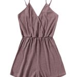 SheIn Mauve Waffle Knit Slip Cami Romper Photo 0