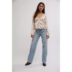 Free People Western Dainty Ethereal Lace Field Of Roses Satin Blouse Size Small Photo 8