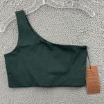 Girlfriend Collective NWT  Bianca One Shoulder Sports Bra Moss Green‎ Size Medium Photo 0