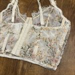 Y2K Mesh Floral Bustier Corset Crop Top Sz Medium White Photo 6