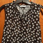 Sonoma  Floral Black Sleeveless Dress V-neck with tie ruffle bottom size Small Photo 3