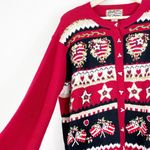 Vintage Women's Red White Blue Embroidered Grannycore Sweater Sz XL Americana Photo 6