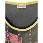 Gypsy Daisy Black & Pink Floral Lace Mesh Y2K Top Sz Large Photo 5