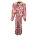 ZARA  Semi-Sheer Floral Belted Shirt‎ Dress Pink Small Photo 1