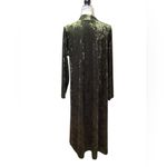 Pyramid Collection. Crushed velvet open front long duster. Olive Green. Large Green Photo 10