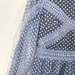 AQUA  Light Blue Crochet Lace High Neck Long Sleeve Mini Dress Photo 6