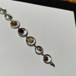 Lia Sophia Women’s Signed Rhinestone Silver Tone Brown Bracelet 7.5 Inch Photo 9