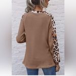 Anna Kaci Leopard Panel Waffle Knit V Neck Sweater Brown Size L Photo 2