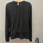 Elegant Black Top with Pearl & Pleated Victorian Neck Trim Accents Size L Photo 3