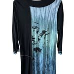 Parsley & Sage Blue Black Tie Dye Artsy Boho Tunic Top Rayon Jersey Size Large Photo 3