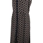 Talbots Pure Silk Midi Shirt Dress 6 Black Tan Pockets Lined Photo 9