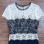 Milly • Gabrielle Dress color block lace two tone sheath black white cocktail Photo 4