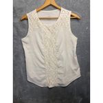 Van Heusen  Womens Ivory Lace Inset Sleeveless Tank Top M Photo 2