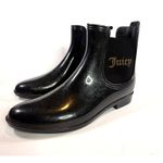 Juicy Couture  Rori Black Sparkle Rain Boots Ankle Style Pull On Waterproof Sz 10 Photo 1