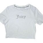 Juicy Couture  White Cropped Bling Baby T-Shirt Rhinestone Logo Women's Size M Photo 0