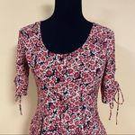 Free People Laced Up Corset Mid Sleeve Floral Mini Dress in Black Combo Size S Photo 5