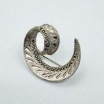 Vintage Sphinx Silver Marcasite Boucher Swirl Brooch Pin Photo 0