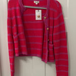 Sugar Lips Fuchsia and Lavender Striped Cardigan Photo 0