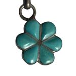 Southwestern Zuni Sterling Silver & Turquoise Flower Drop Pierced Earrings Rare Blue Photo 4