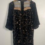 Foxiedox Anthropologie  Burnout Velvet 3/4 length sleeves mini dress black size S Photo 5
