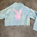PacSun PLAYBOY x  Cropped Frayed Hem Denim Jacket SIZE M/L Photo 7