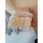 Amiani Lace Tunic Top Womens EG Large White Sheer Boho Chic Beach Tassel Fringe Photo 2