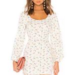 LPA Revolve Dress Send Nudes Floral Print White Linen Puff Sleeve Mini Dress XL Photo 1