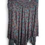 Diane Von Furstenberg  Blue Silk Asymmetrical Skirt Size 4 Handkerchief Hem Photo 2