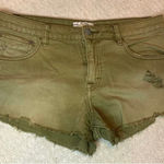Free People  Women’s Green Denim Shorts Size 28 High Rise Casual Boho Festival Photo 0