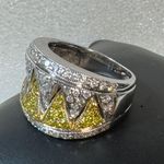 14KT Yellow & White Gold Yellow & White Diamond Chevron Ring Size 8 Multiple Photo 1