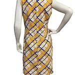 J. McLaughlin Women's Sleeveless Sheath Dress Size S Yellow Plaid Jersey Stretch Photo 4