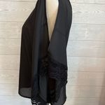 A Byer A.Byer sheer black tunic; batwing/poncho sleeves, detailed with wide lace Size S Photo 2