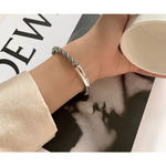 Boutique Unisex Twist Bar 925 Sterling‎ Silver Cuff Bracelet, Adjustable Photo 9
