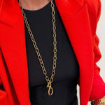 Gold Chunky Statement Necklace with Toggle 3 ways Photo 7