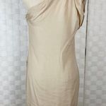 Maje  sheer overlay one shoulder cream mini dress Photo 3