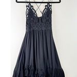 Free People  Womens Dress Black Adella Mini Slip Strappy V Neck Flowy Fairy Small Photo 4