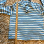 L.L.Bean Womens Blue White Stripe 1/4 Zip Mock Neck Long Sleeve Shirt Sz. Large Photo 7