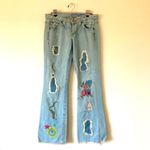 Vintage Y2K Bebe Distressed Patchwork Embroidered Jeans Blue Size 29 Photo 13