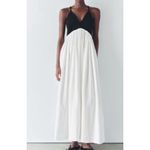 ZARA  LONG Maxi DRESS Strappy TIES black White Elegant Formal Party Whimsy Fairy Photo 7