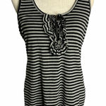 6 Degrees  Striped Tank Top with Ruffle Zipper 54PE Photo 0