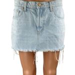 Mother Women's Blue Light Wash Raw Hem Cut Off Mini Denim Jean Skirt Size 27 Photo 0
