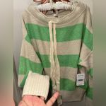 Free People Mint and Cream Striped Crew Neck Sweater Photo 2