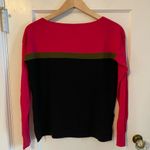 Ann Taylor  Crewneck Color Block Sweater Size Small Hot Pink, Black Photo 2