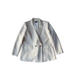 Ann Taylor Toasted Oat Twill Relaxed Long Double Breasted Blazer Size 14 Photo 5