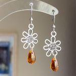 Handmade retro vintage fairy boho funky hippie style quality spiral flower dangle earrings🌀🤎🌱 Photo 2