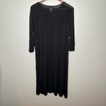 J.Jill  Womens Long Line Slub Knit Top Large Black Split Sides 3/4 Sleeve Stretch Photo 2