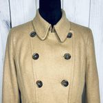 J.Crew Coat Womens Sz 8 Tan Wool Blend Double Breasted Peacoat Classic Photo 1