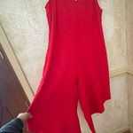 Everlily Red Linen midi jumpsuit romper sleeveless v Photo 3