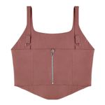NWT REORIA Women’s Square Neck Bustier Corset Crop Tank Top Small Brown Photo 4