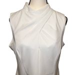 Calvin Klein Elegant Winter White Cream Draped Cowl Neck Sheath Dress Size 14 Photo 3